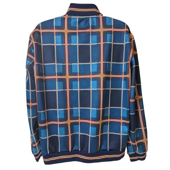 Stacy Adams Jacket Men XXL Blue Plaid Lightweight Track Full Zip Streetwear Bold - Picture 9 of 16